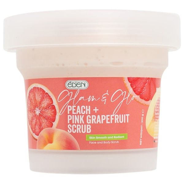 اسکراب صورت و بدن هلو و گریپ‌فروت EDEN Glam & Glow  EDEN Glam & Glow Peach + Pink Grapefruit Scrub