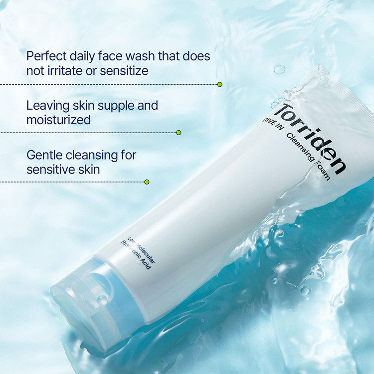 فوم شستشوی مرطوب کننده هیالورونیک توریدن Torriden DIVE IN Cleansing Foam Face Wash