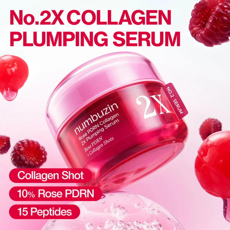 سرم ژلهای کلاژن ساز و حجم دهنده PDRN رز شماره 2 نامبوزین numbuzin No.2 Rose PDRN Collagen 2X Plumping Serum