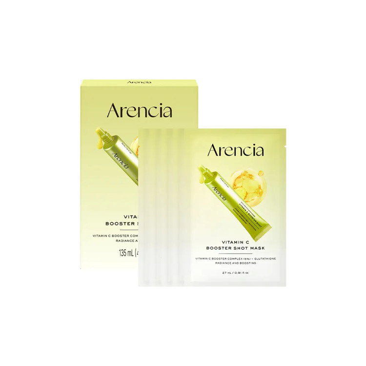 ماسک ورقهای بوسترشات ویتامین C آرنسیا روشن کننده و ضدلک Arencia Vitamin C Booster Shot Sheet Mask (Pack of 5)