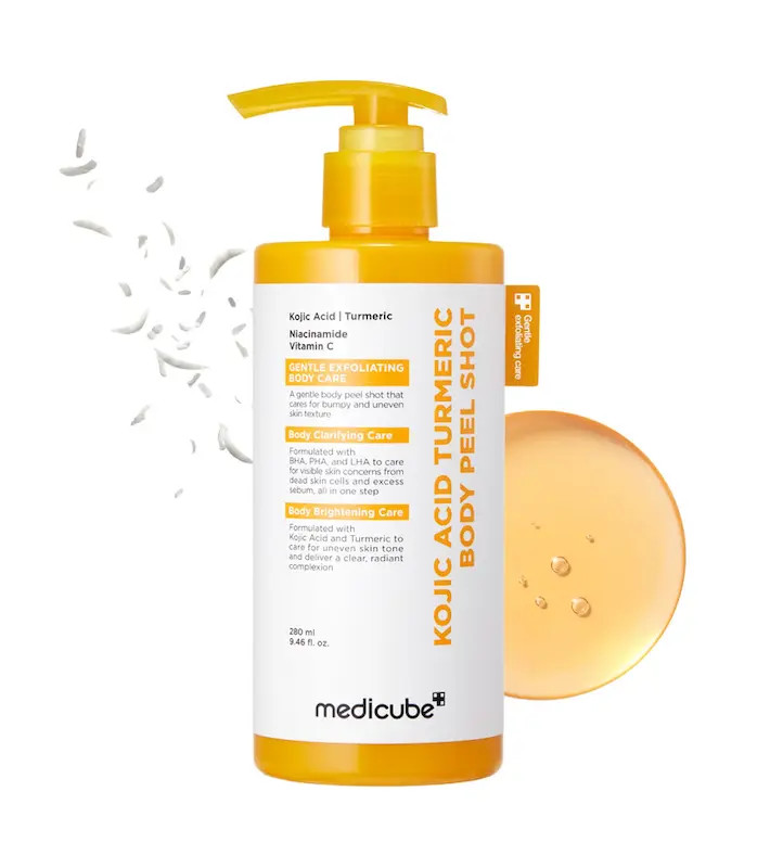 لایه بردار بدن کوجیک اسید و زردچوبه مدیکوب روشن کننده و ضدلک Medicube Kojic Acid Turmeric Body Peel Shot 280ml