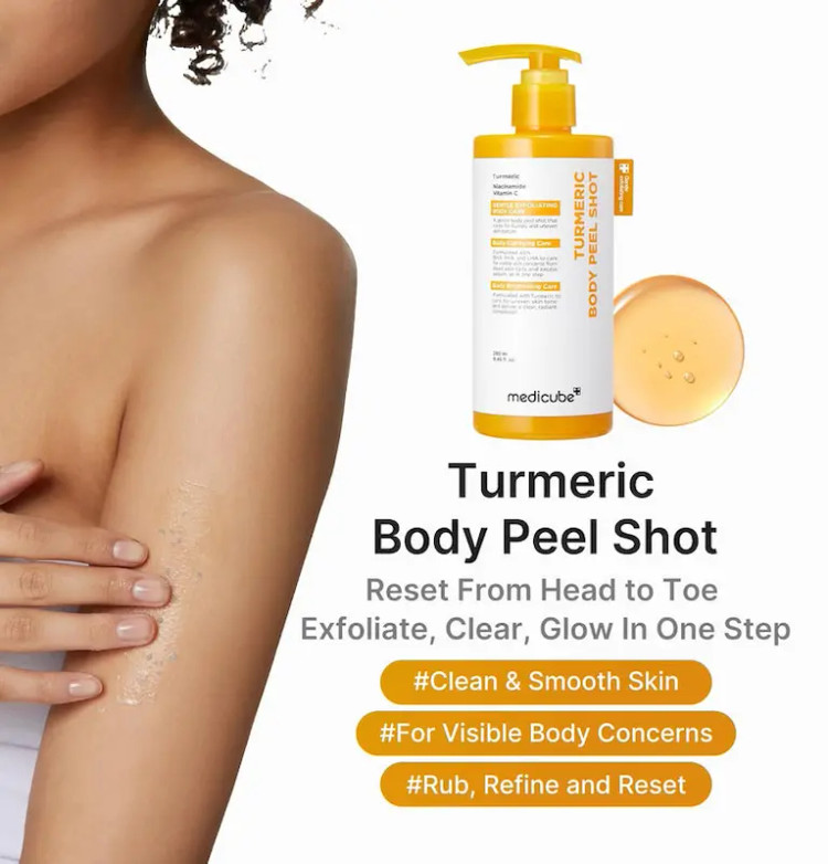 لایه بردار بدن کوجیک اسید و زردچوبه مدیکوب روشن کننده و ضدلک Medicube Kojic Acid Turmeric Body Peel Shot 280ml