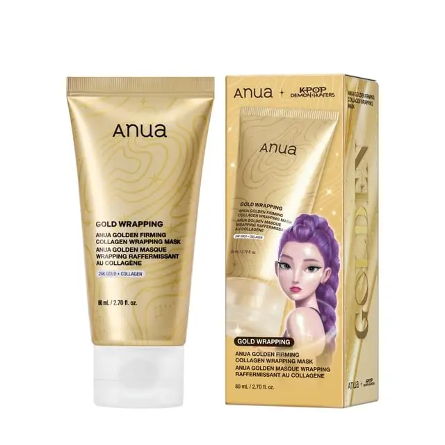ماسک ژلی آنوا کلاژن‌ساز و سفت‌کننده گلدن (Golden) مدل Demon Hunters از برند Kpop  Anua Kpop Demon Hunters Golden Firming Collagen Wrapping Mask
