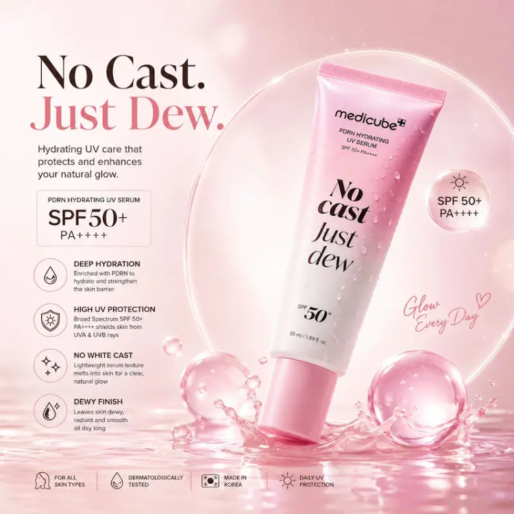 سرم ضدافتاب مدیکوب Pdrn روشن کننده و جوانساز Medicube PDRN Hydrating UV Serum SPF 50+ PA++++