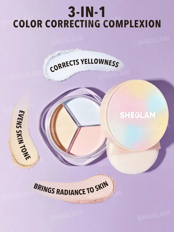 پودر فیکس اصلاحکننده رنگ شیگلم مدل ۳ در ۱ Radiance Ring 3-In-1 Correcting Setting Powder