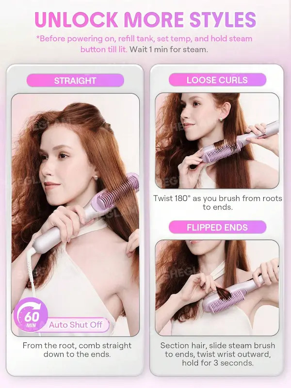 برس حرارتی با بخار صافکننده مو شیگلم Hydra Shot Steam Straightening Brush Pro